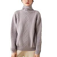 Winter Women's Turtleneck Pullover 100% Cashmere Sweater Knitted Sweater Soft Thickened Warm Loose Solid Color Clothes