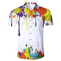 RAISEVERN Mens Hawaiian Shirt Casual Button Down Short Sleeve Tropical Beach Dress Shirt for Summer Holiday