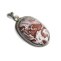 Crazy Lace Aagate Pendant 92.5% Sterling Silver Jewellery Pendant Height - 37.6 mm Width - 20.8 mm Weight - 10 gm Healing Gemstone