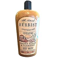 Herbist All Natural Apothecary Exfoliating Brown Sugar and Turmeric Body Wash with Cocoa Butter and Honey. 32 FL.OZ 946ml