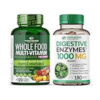 Wholesome Wellness Whole Food Multivitamin for Women - Natural Multi Vitamins, Minerals, Organic Extracts Digestive Enzymes 1000MG Bundle
