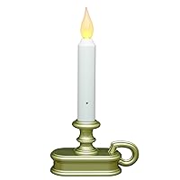 FPC1215P Battery Operated 9 Inch Window Candle With Amber Flame And Dusk To Dawn Light Sensor Timer, Pewter/Silver