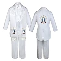 Boy Baby Baptism White Tuxedo Suit English Colored Gold Mary Maria Stole Sm-7