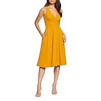Dress the Population Women's Catalina Plunging V-Neck, a Line Midi