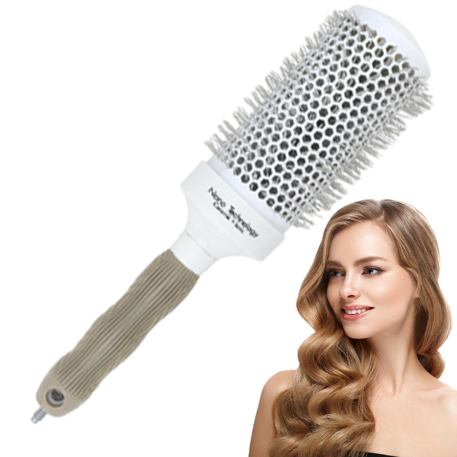 Roller Hair Brush | Aluminum Round Brush with Anti-Slip Handle | Volume Up Hairstyle Tool, Soft Salon Hairdressing Tool for Styling, Curling and Sensitive Scalp Biwingarden