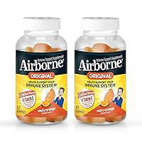 Airborne Vitamin C 750mg Zest Orange Flavored Gummies (63 Count in a Bottle) (2 Pack)