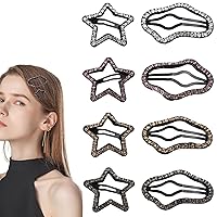 8PCS Rhinestone Star Hairclips Cloud Hairclips for Women Girls,Side Clip Snap Hair Clip Bangs Barrettes Fine Hairclip Accessories for Thick Thin hair,4 Colors