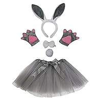 Petitebella Bunny Ear Headband Bowtie Tail Gloves Tutu 5pc Girl Costume 1-10y