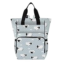 Dot Sheep Clouds Diaper Bag Backpack for Baby Boy Girl Large Capacity Baby Changing Totes with Three Pockets Multifunction Travel Baby Bag for Travelling Picnicking