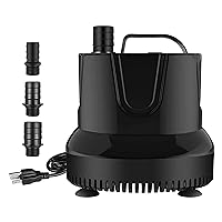 Simple Deluxe 660GPH Bottom Suction Submersible Water Pump 2500L/H 45W, 3 Nozzles with 8.2ft High Lift for Fish Tank, Pond, Aquarium, Hydroponics, Fountains