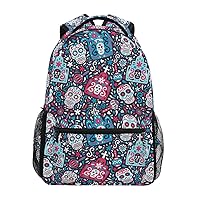 ALAZA Cute Day Of The Dead Sugar Skull Large Backpack Personalized Laptop iPad Tablet Travel School Bag with Multiple Pockets