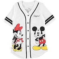 Disney Ladies Mickey Mouse Fashion Shirt - Mickey & Minnie Mouse Baseball Jersey Mickey Mouse Button Down Baseball Jersey