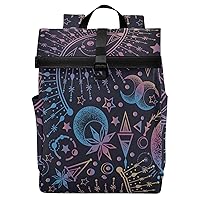 ALAZA Sun Moon Star Astrology Alchemy Large Laptop Backpack Purse for Women Men Waterproof Anti Theft Roll Top Backpack, 13-17.3 inch