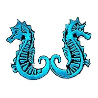 Nipitshop Patches DIY Embroidery Blue Seahorse sea Horse Fish Ocean Life sea Animal Patches Sticker Cartoon Kids Design Badges Iron On Sewing Kids Clothing Hat Shoes