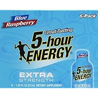5 HOUR ENERGY EXTRA STRENGTH BLUE RASPBERRY LIQUID ENERGY SHOT PLASTIC BOTTLE 11.58 OZ - 0719410760061