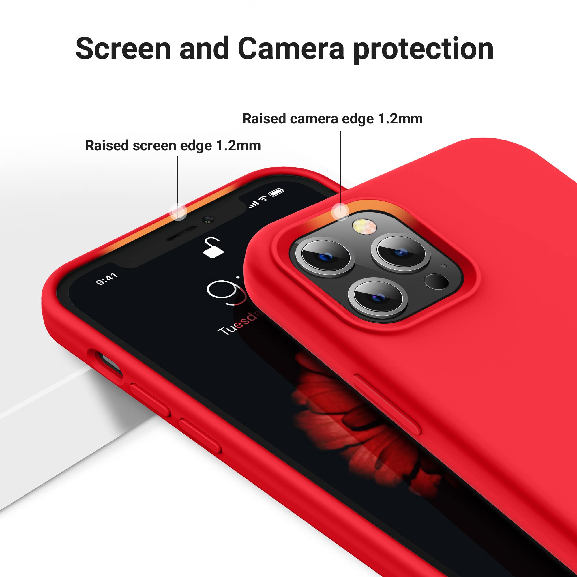 OTOFLY Compatible with iPhone 12 Pro Max Case 6.7 inch(2020),[Silky and Soft Touch Series] Premium Soft Liquid Silicone Rubber Full-Body Protective Bumper Case (Red)