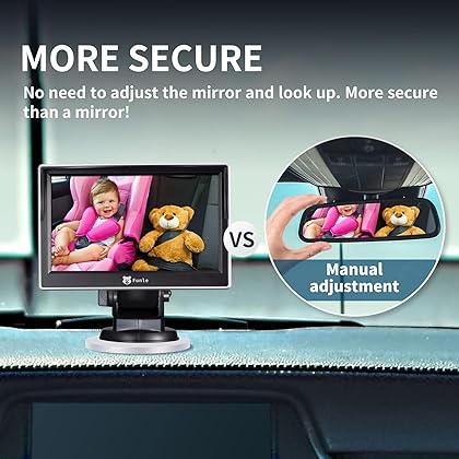 Funle Baby Car Camera for Backseat with Camera Rear Facing Car Seat Wireless Baby Car Mirror 5'' AHD1080P Infant Monitor with IR Night Vision