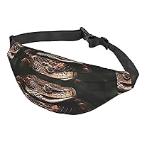 Fanny Pack Snake Waist Pack For Women Men Waterproof Belt Bag With Adjustable Belt Casual Crossbody Bag Travel Waist Bag For Sports Running Cycling