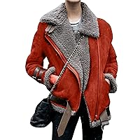 EFOFEI Women Casual Warm Fleece Zipper Jacket with Belt Winter Long Sleeve Pockets Coat Jackets
