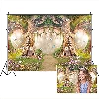 Leowefowa 7x5ft Polyester Spring Backdrop Fairy Enchanted Garden Fairytale Forest Jungle Photo Background for Party Photoshoot Baby Kid Girl Children Photography Studio Props Enchanted Forest Backdrop