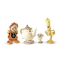 Enesco Disney Showcase Beauty and the Beast Enchanted Objects Miniature Figurine Set- Set of 4 Resin Hand Painted Collectible Decorative Small Figurines Home Decor Sculpture Shelf Statue, Various Size