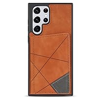 YEXIONGYAN-Case for Samsung Galaxy S24ultra/S24plus/S24 PU Leather Wallet Cover Magnetic Flip Card Holder Slots Kickstand Protective Case Cover (S24 Ultra,Brown)