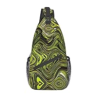Abstract Green Snake Sling Backpack, Multipurpose Travel Hiking Daypack Rope Crossbody Shoulder Bag