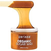 Parissa Legs & Body Organic Sugar Wax for Sensitive Skin, 100% Natural, Gentle & Washable Formula at Home Waxing Kit, Green, 8 Fl Oz