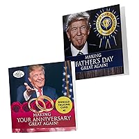 2-Pack of Donald Trump Talking Anniversary & Happy Fathers Day Card - Surprise Greeting Cards that Talks in Trump's Real Voice - Funny Personal Celebration Political Gag Gifts - Includes Envelope