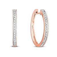 Natalia Drake 1/10 Cttw Small Thin Hoop Diamond Earrings for Women in 925 Sterling Silver