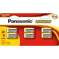 Panasonic Lithium CR-123A 3V Batteries for Flashlights, Digital Cameras, Toys, & Alarm Systems, 6 pack (CR-123PA/6B)