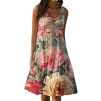 Beach Dresses for Women, 2024 Spring Summer Floral Print Casual Sundresses, Loose Fit Halter Vacation Dresses