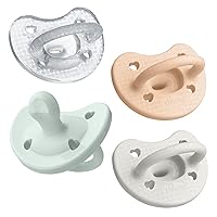 Chicco PhysioForma Luxe Silicone One Piece Pacifier for Babies Aged 0-6m | Fashion Textured Shield | BPA & Latex Free | Reusable Sterilizing Case | Multicolor, 4pk