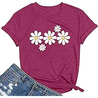 Wildflower Shirts for Women Causal Summer Flower Graphic Tees Cute Garden Plant Lover Tshirt Tee Tops