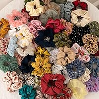 Women Silk Scrunchies Hair tie, 10Pcs Floral Silk Scrunchies for Hair, Soft Ponytail Holder Hair Band For Women Girls, Mix Colors Elastic Hair Bands for Teens and Women
