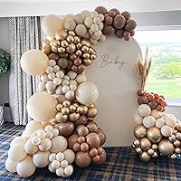 Brown Balloon Garland Arch Kit 153PCS Nude Sand Beige White Chrome Gold and Tan Coffee Brown Latex Balloon for Boho Baby Shower Wedding Birthday Party Decoration