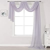 DONREN Lavender Purple Luxury Semi Sheer Window Scarf for Outdoor Decoration - Add Beautiful Elegant Effect to Curtain Drapes (1 Panel 52 by 216 Inch)