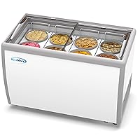 Koolmore 49 inch Commercial Ice Cream Dipping Cabinet Display Case with Sneeze Guard, 8 Large Displayed Tubs, 6 Storing Tube, Sliding Glass Door [13 Cu. Ft.] (KM-ICD-49SD-FG)