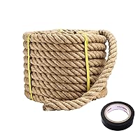 Natural Jute Rope 1-1/2 inch x 100ft Heavy Duty Hemp Rope for Swing Thick Rope for Crafts Nautical Tug of War Hanging Rope