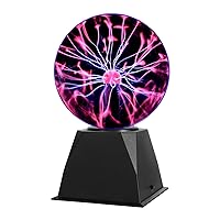 6 Inch Plug-in Magic Plasma Ball Lamp - Touch & Sound Sensitive Interactive Plasma Lamp Nebula Sphere Globe, Science Educational Gift for Decorations/Parties/Bedroom