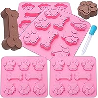 Dog Paw and Bones Silicone Molds Trays (4 Trays) - Make Dog Treats, Chocolate, Gummy Candies, Hard Candy and Ice