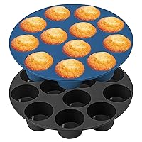 Webake Silicone Air Fryer Muffin Pan for Baking Nonstick 1.8 Inch Mini Muffin Tin, 12-Cavity, BPA Free Egg Bite Mold, Set of 2
