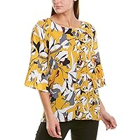 French Connection Women's Classic Crepe Light Polly Tops, CALLUNA Yellow Multi, XS