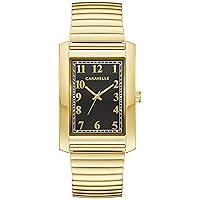 by Bulova Men's Classic Dress 3-Hand Quartz Expansion Band Watch, Rectangle Case, Curved Mineral Crystal