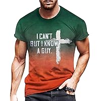 Mens Gradient Letter Printed Tee Shirts Short Sleeve Funny Christian T Shirts Tops Round Neck Slim Fit Workout Muscle Shirts