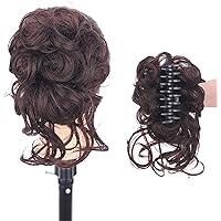 Hair Bun Extensions Messy Wavy,Claw Clip in Hair Bun,Bride Hair Piece