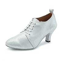 Minishion GL230 Women's Closed Toe Glitter Leather Latin Tango Ballroom Dance Shoes Evening Prom Pumps