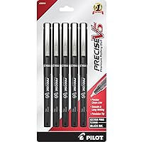 Pilot, Precise V5, Capped Liquid Ink Rolling Ball Pens, Extra Fine Point 0.5 mm, Black, Pack of 5
