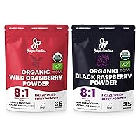 Jungle Powders Organic Berry Bundle: 5oz Wild Cranberry & 5oz Black Raspberry Powders - USDA Certified, Additive-Free Superfood Extracts for Baking, Smoothies, and More!