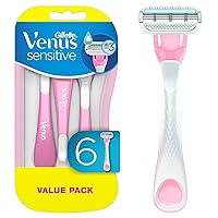 Sensitive Disposable Razors for Women with Sensitive Skin, Delivers Close Shave with Comfort, 6 Count (Pack of 1)